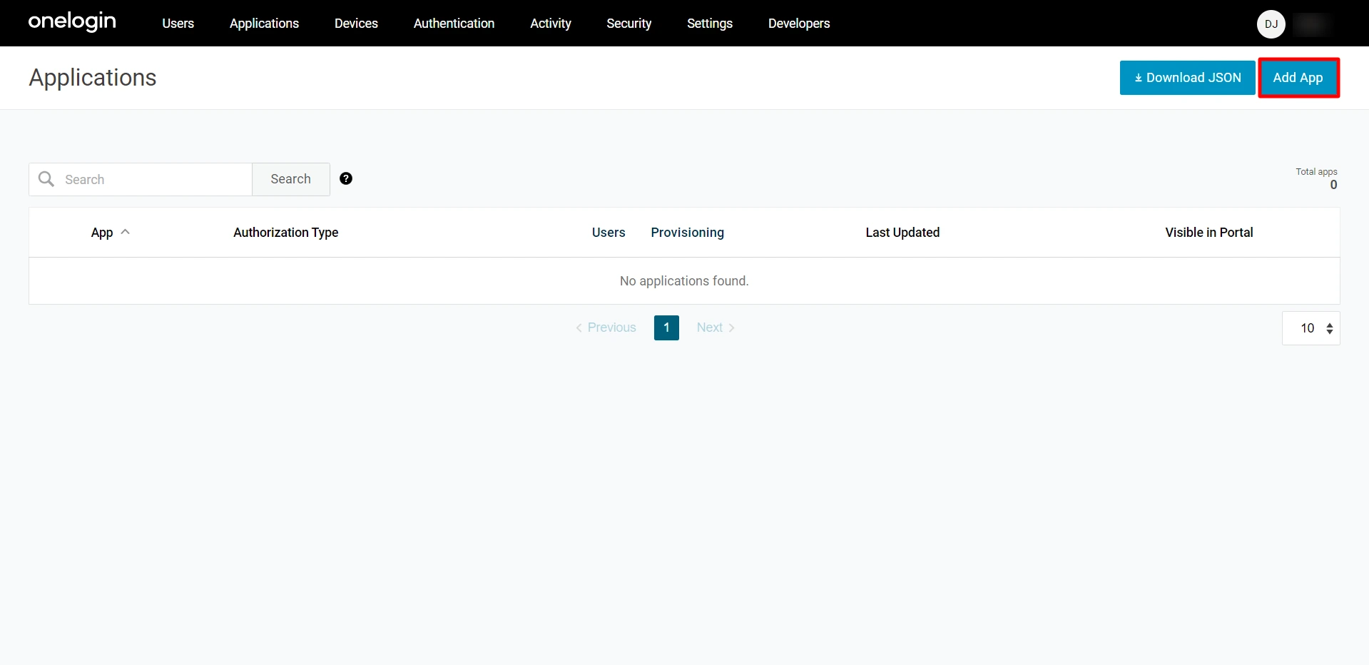 Onelogin saml Single Sign On login - click on add apps