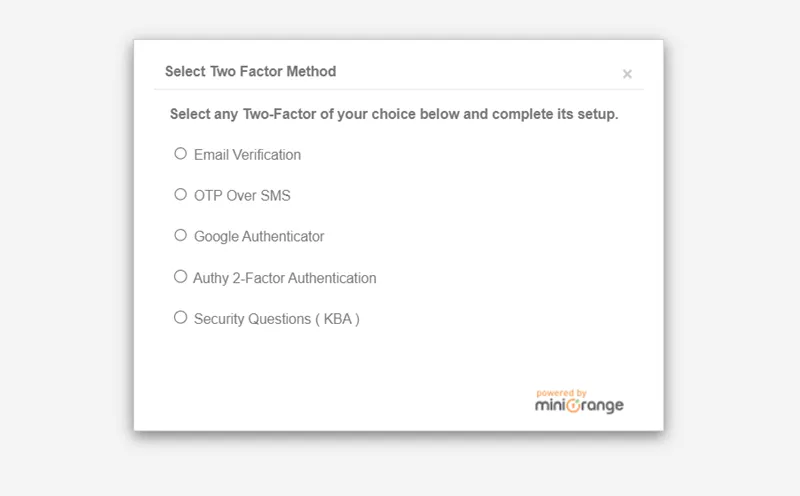 Role based 2FA - Select 2fa method