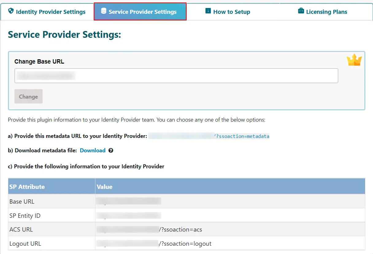 ASP.NET SAML SSO - SP Settings Metadata