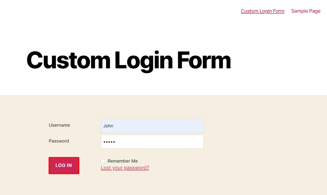 WordPress 2fa login - Click login button