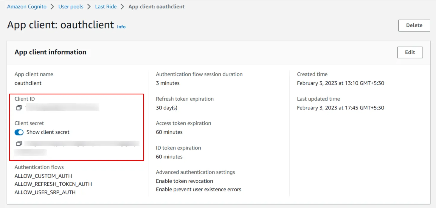 AWS Cognito Single Sign-On (SSO) - client id client secret 