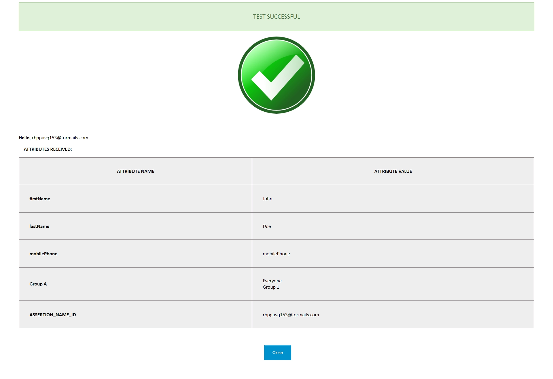 Test configuration