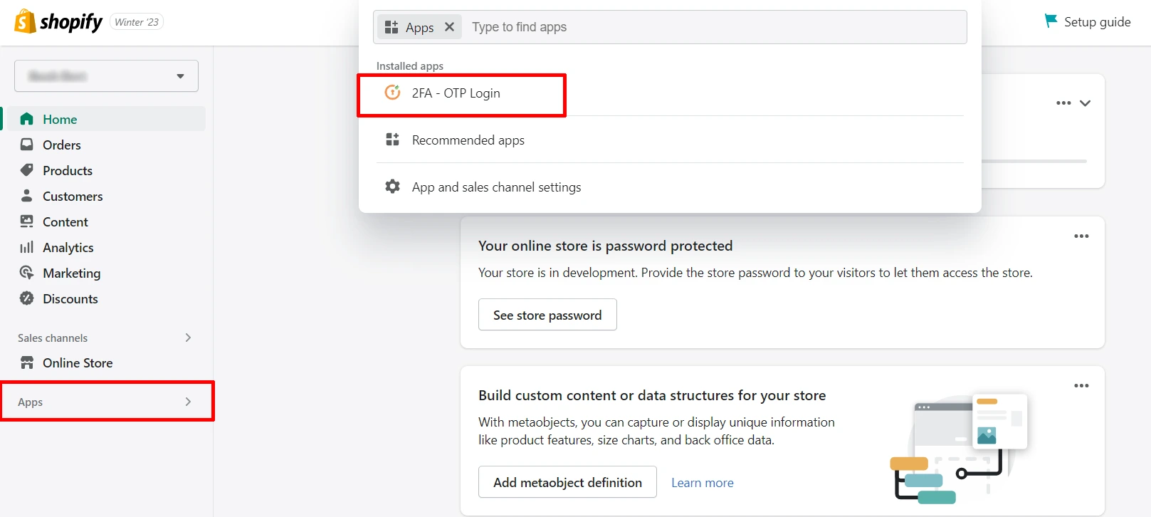 Shopify OTP Login - Login with OTP Shopify - app section