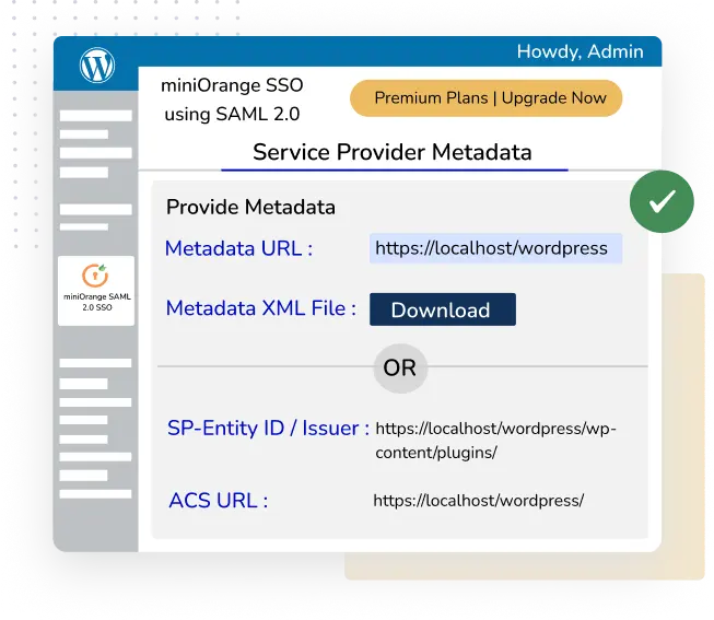 WordPress SSO SAML - WordPress Single Sign On | Share SP Metadata