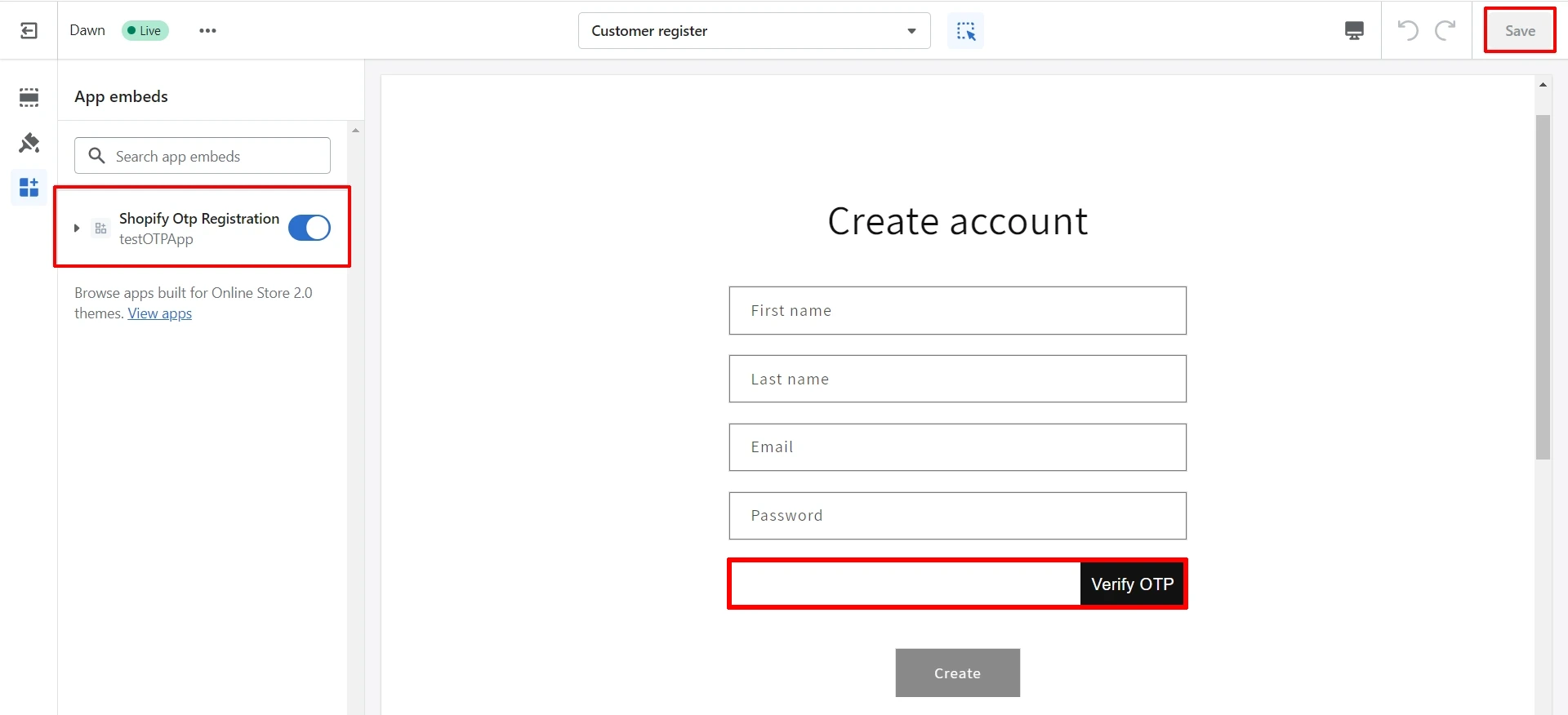 Shopify OTP Login - Login with OTP Shopify - OTP registratin save