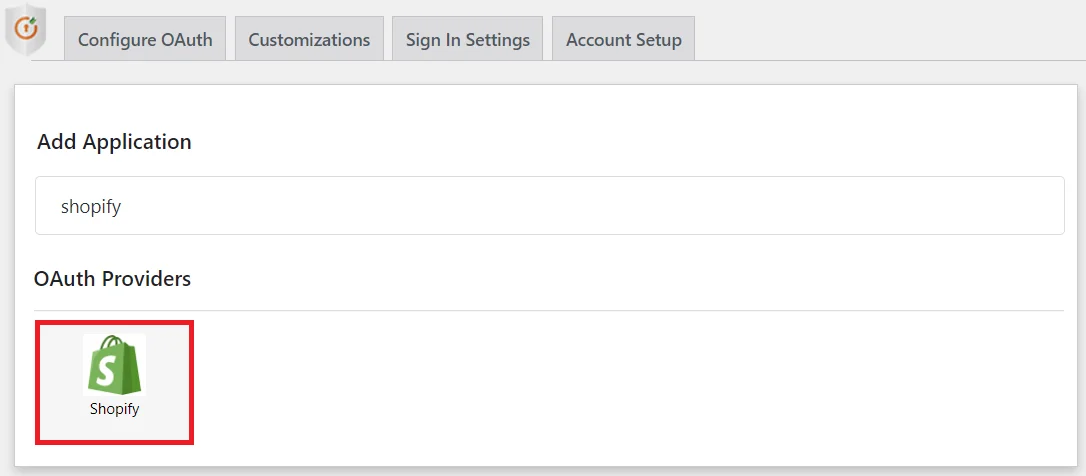 WordPress Shopify SSO - Add new application