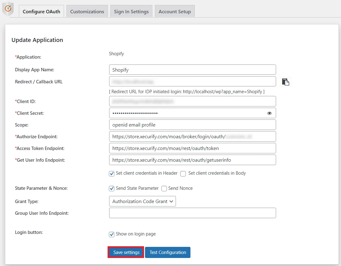  WordPress Shopify SSO - Add Grant Type
