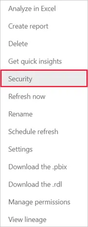 WordPress power bi desktop application - click on security tab