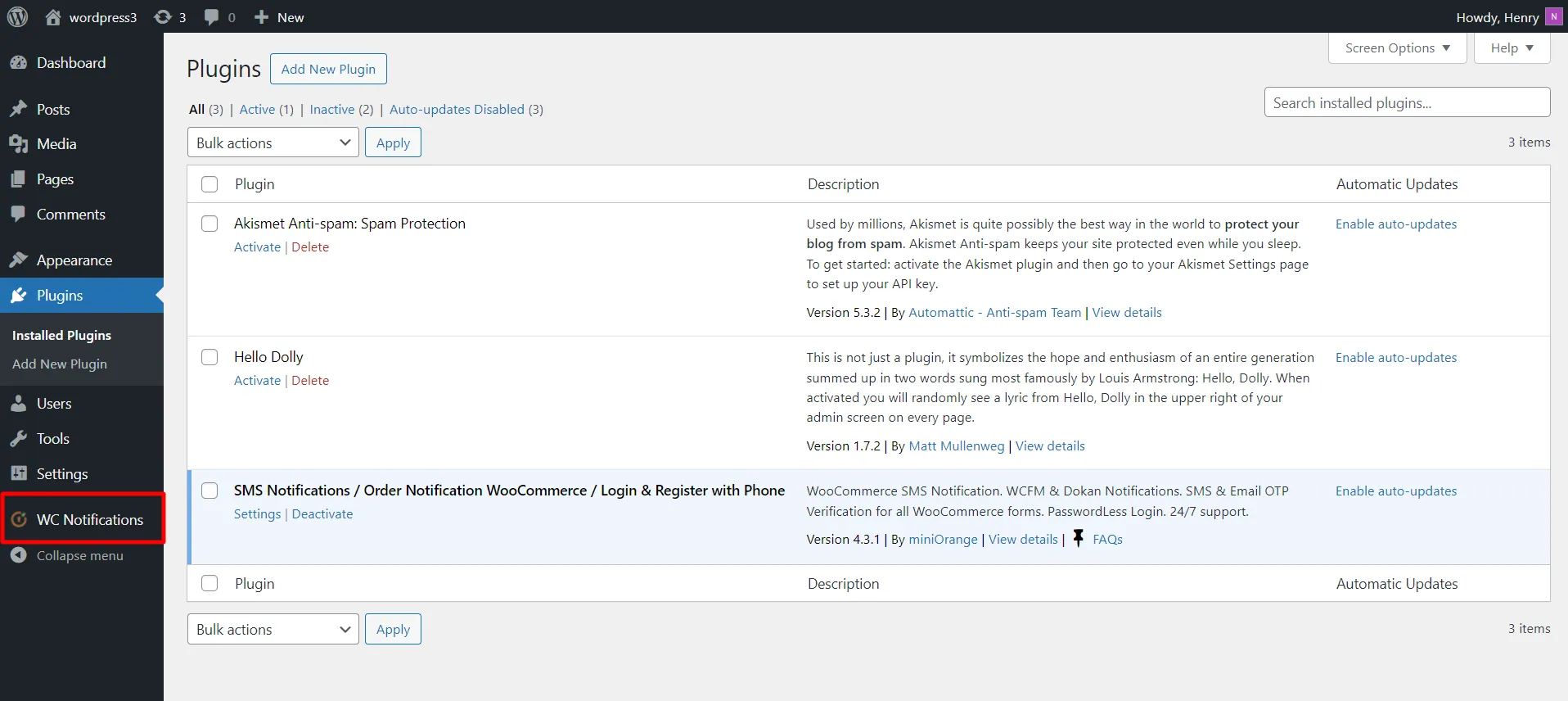 WooCommerce order notifications - click account setup
