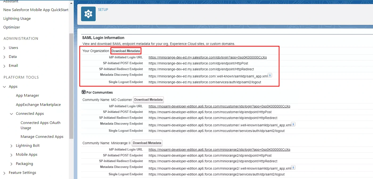 Shopify SAML Single Sign on (SSO) using Salesforce Identity Provider Download Identity Providers metadata