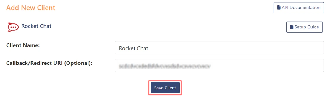 OAuth server Single Sign-On(SSO)WordPress- Rocket.Chat Authorized Redirect URI 