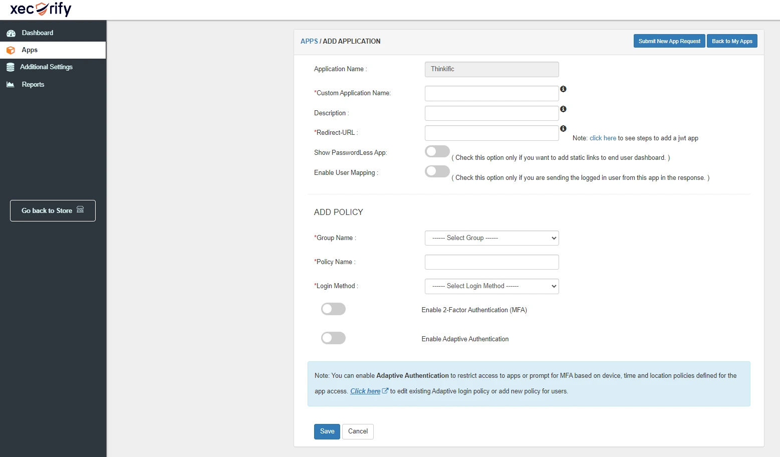 Application name, description and Redirect URL