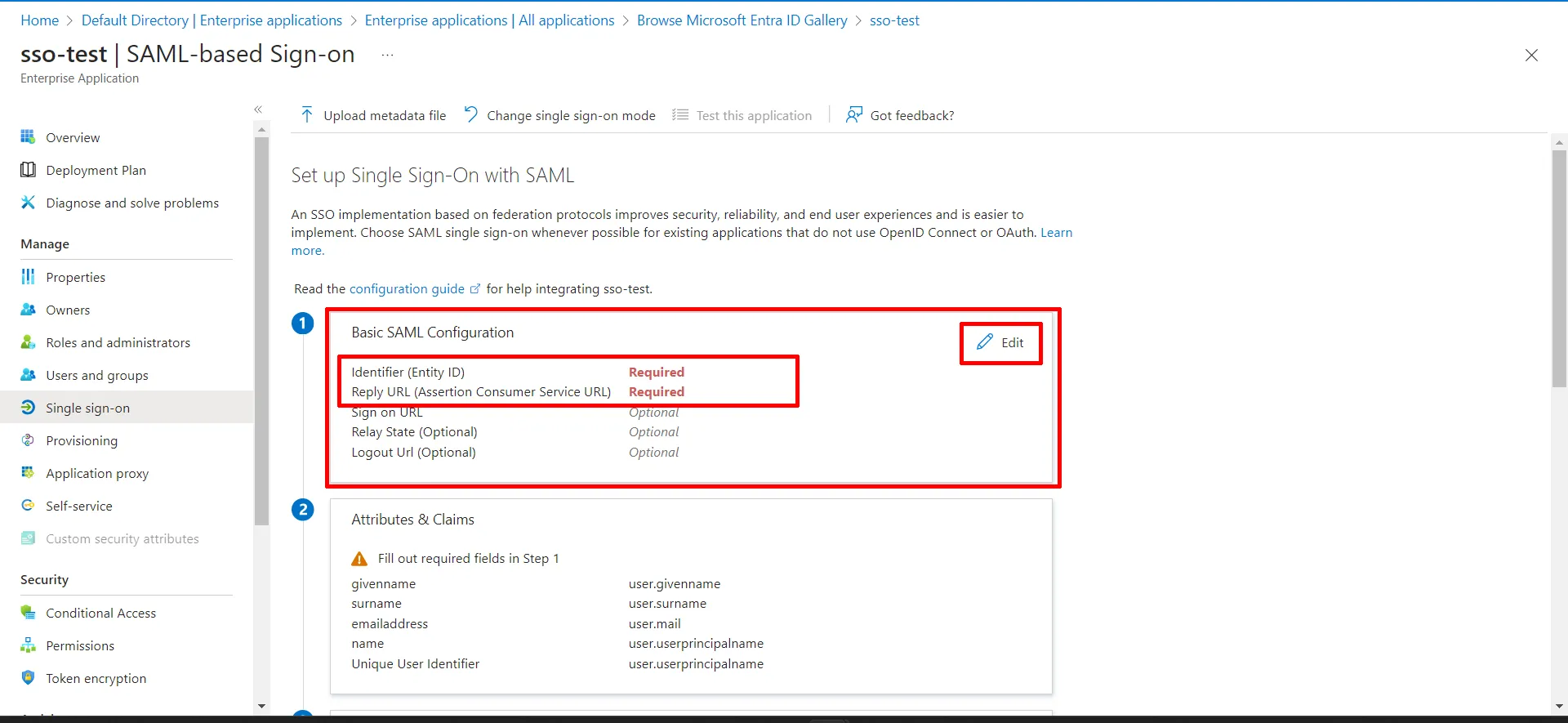 Edit SAML Configuration - Shopify Azure AD SSO