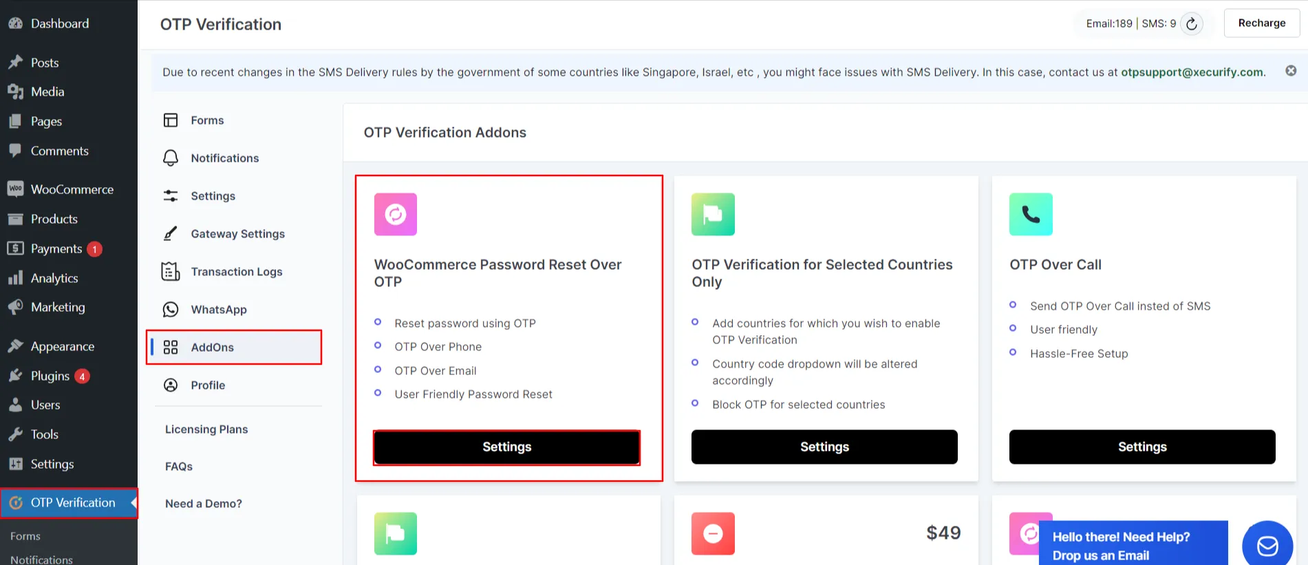 WooCommerce Password Reset - select addon