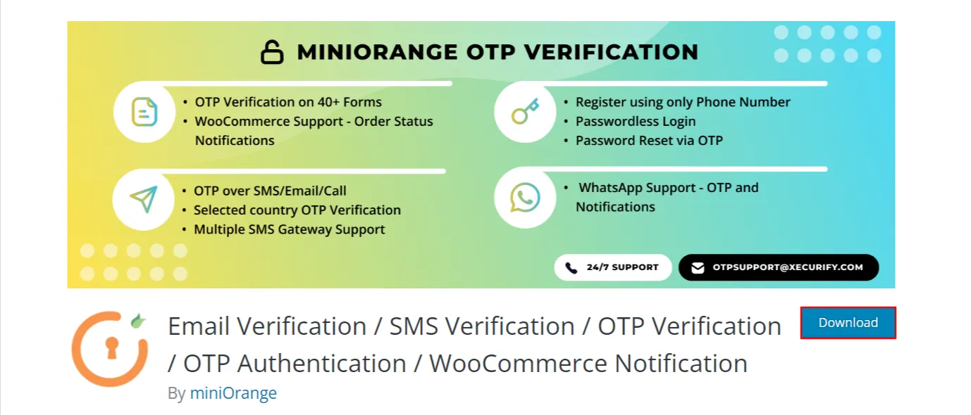 WordPress OTP Verification - click download