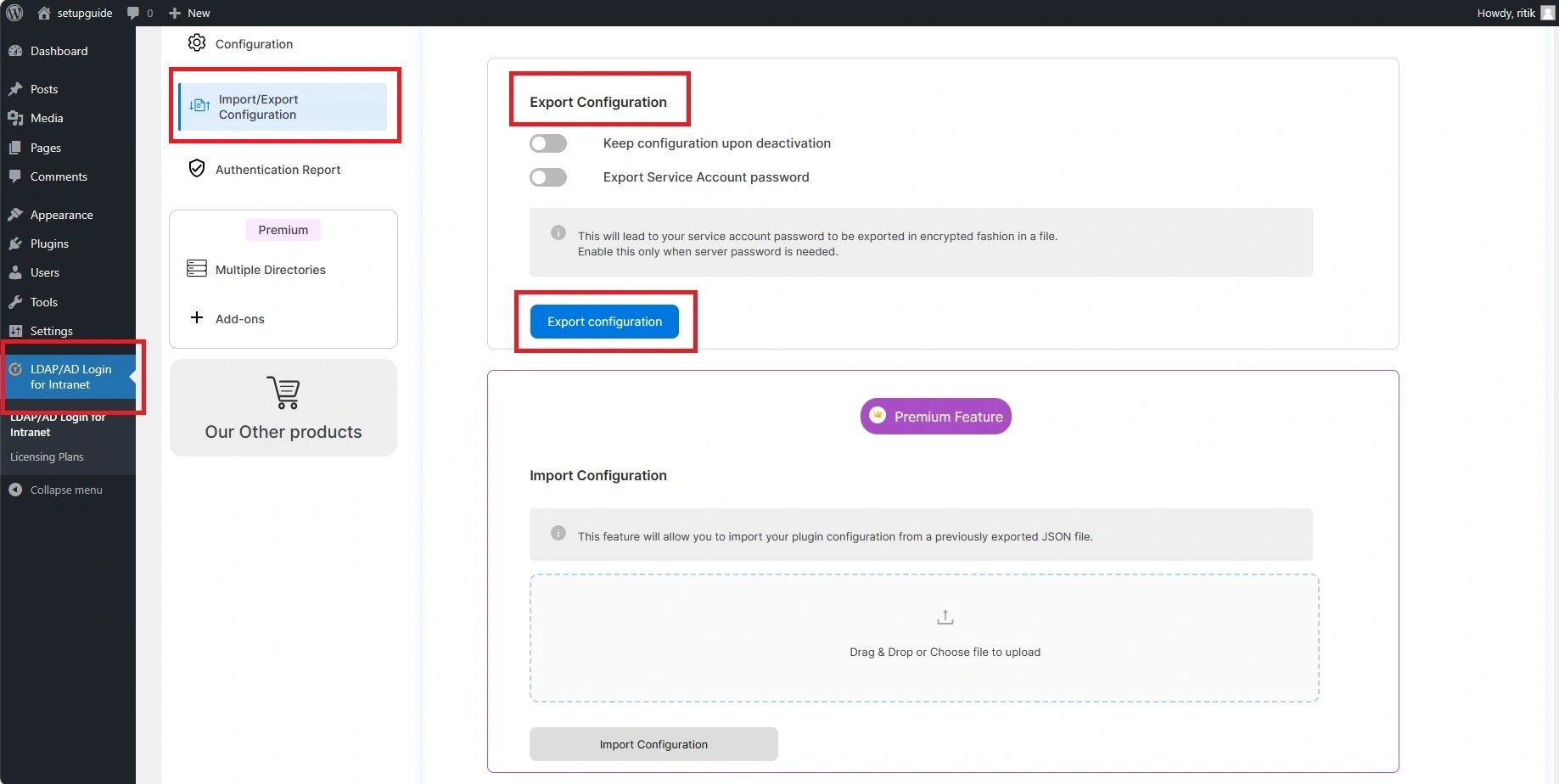 miniOrange Active Directory Integration LDAP Integration LDAP Configuration settings Tab