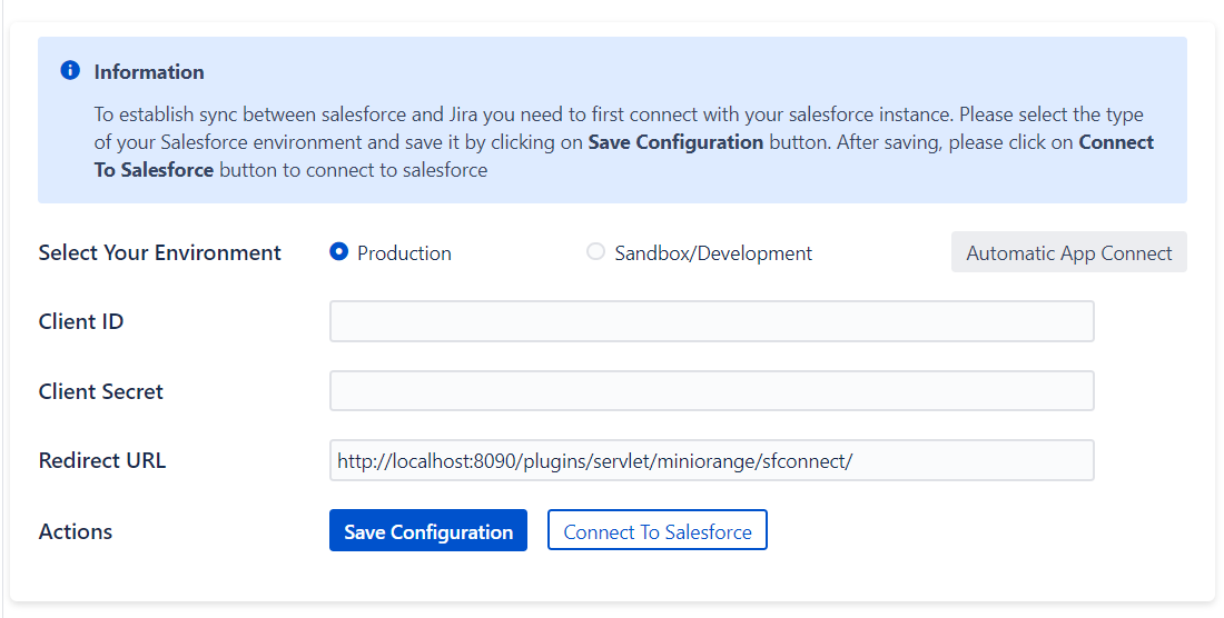 Plugin Manual Connect - Integrate Jira Salesforce Data Sync