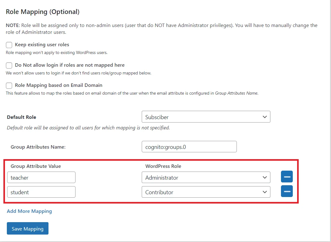 AWS Cognito Single Sign-On (SSO) - test configuration - role mapping