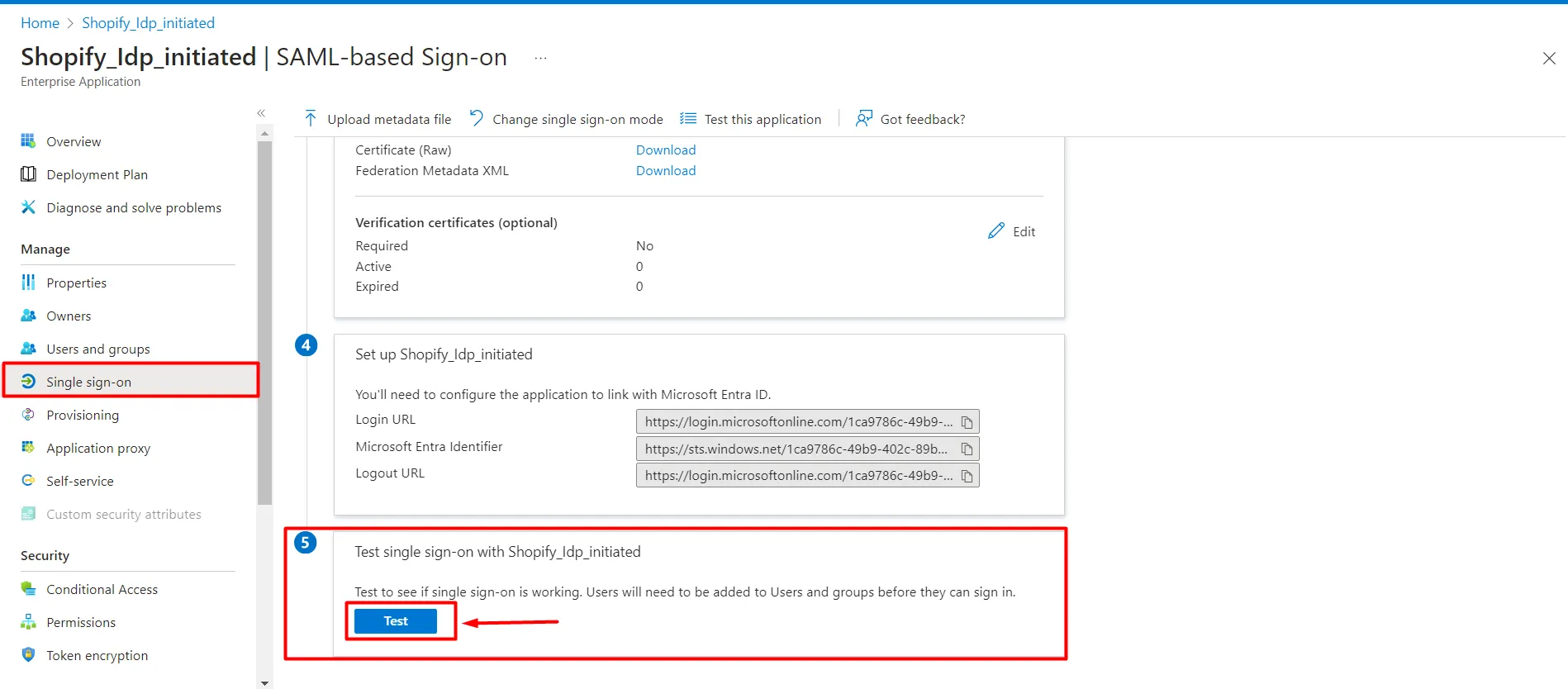 Test SSO - Shopify Azure AD SSO