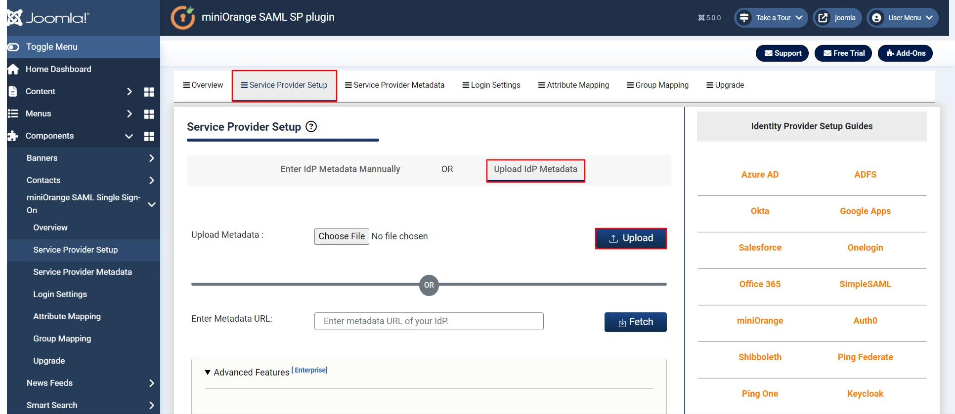 Upload IDP Metadata