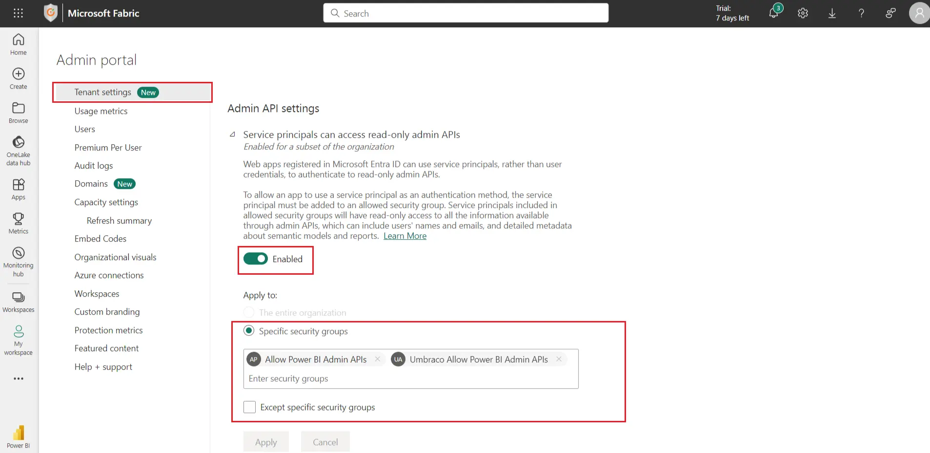 WP PowerBI Embed with row level security | Allow PowerBi admin APIs