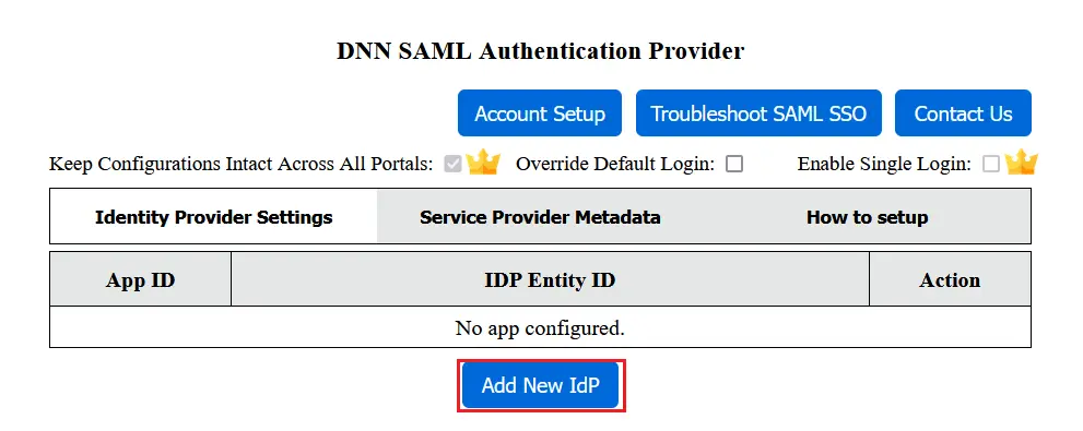 DNN SAML SSO - Select identity provider