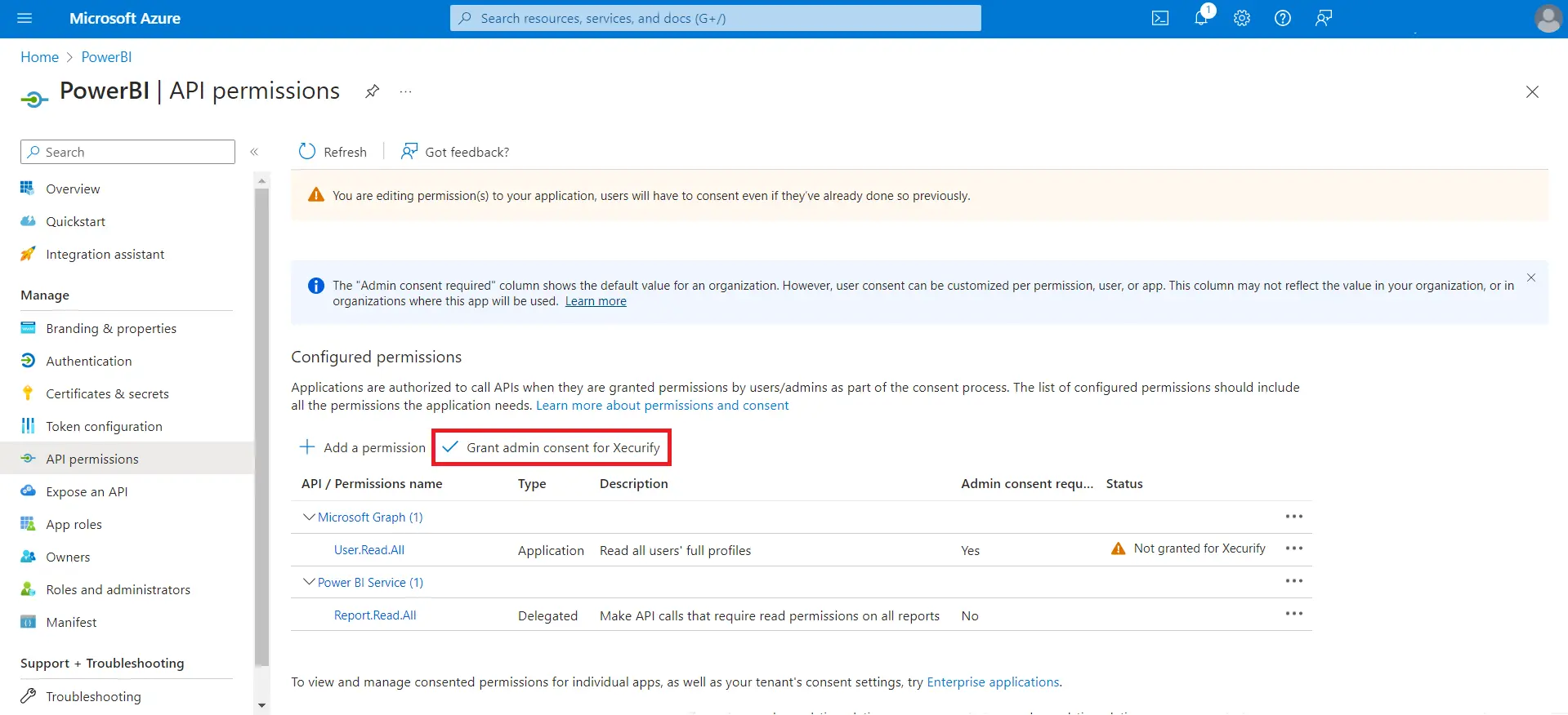 power bi embedded for wordpress |  Select permission