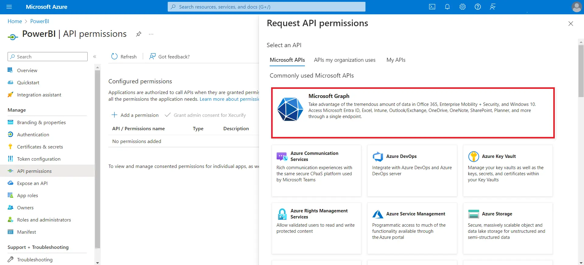 WordPress Power BI |  Add a permission