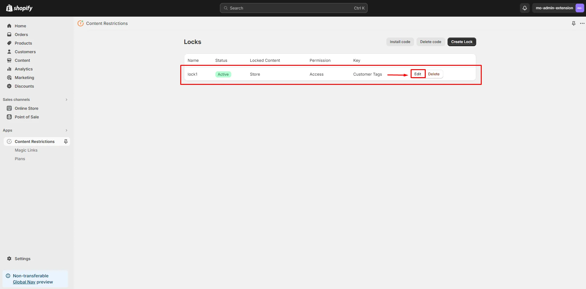 Shopify LockOn Restrict Content Application - edit lock