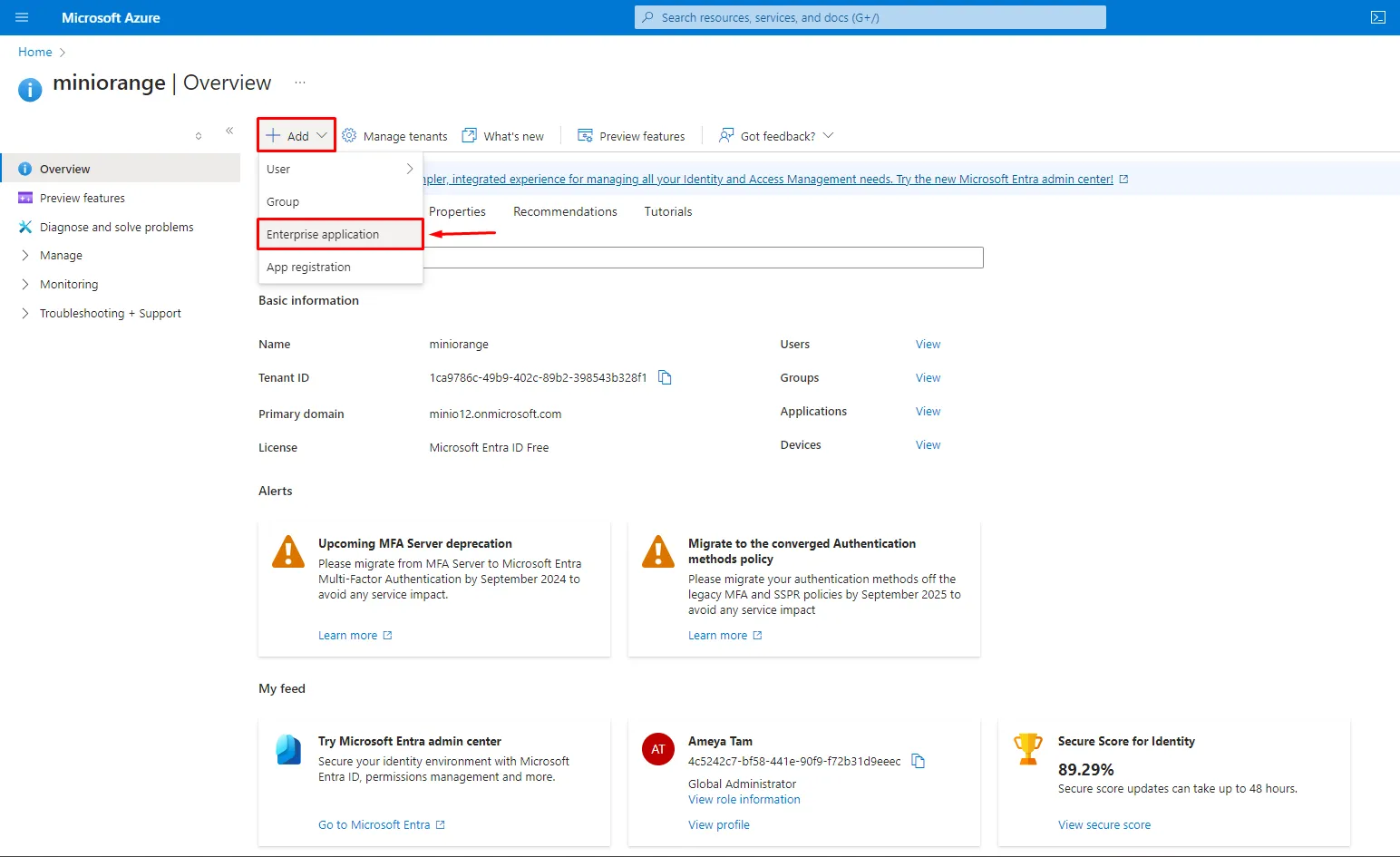 Enterprise Application - Shopify Azure AD SSO