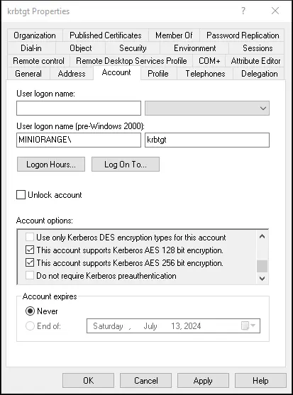 kerberos krbtgt properties