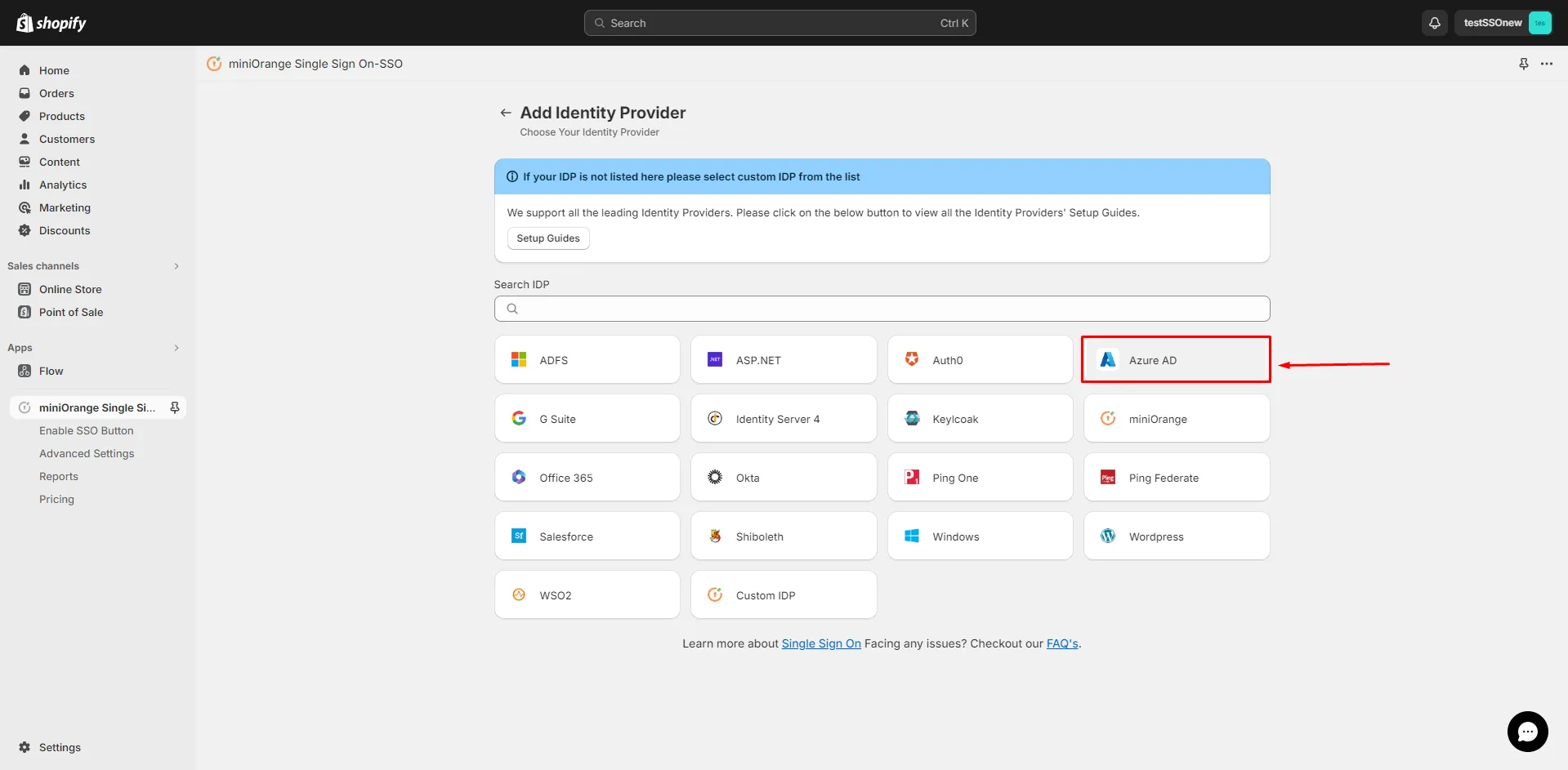 Azure AD IDP - Shopify Azure AD SSO