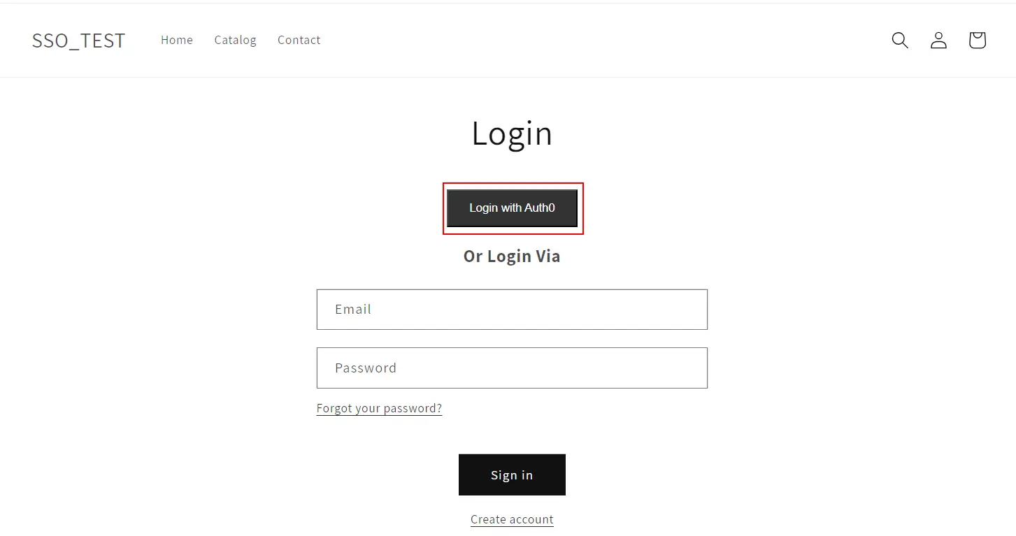 Shopify SSO - Auth0 Login Button Test