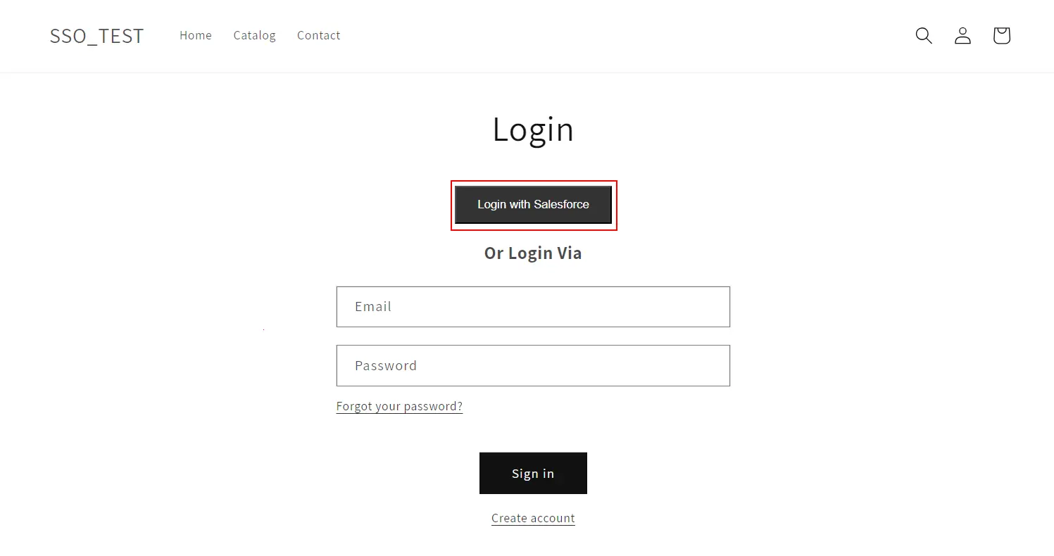 Shopify SSO - Salesforce Login Button Test