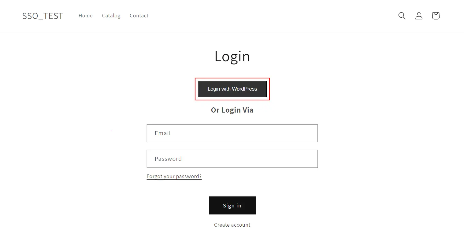 Shopify SSO - WordPress Login Button Test