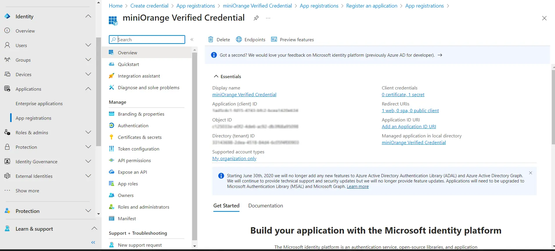 setup microsoft digital identity using microsoft authenticator- app registrations