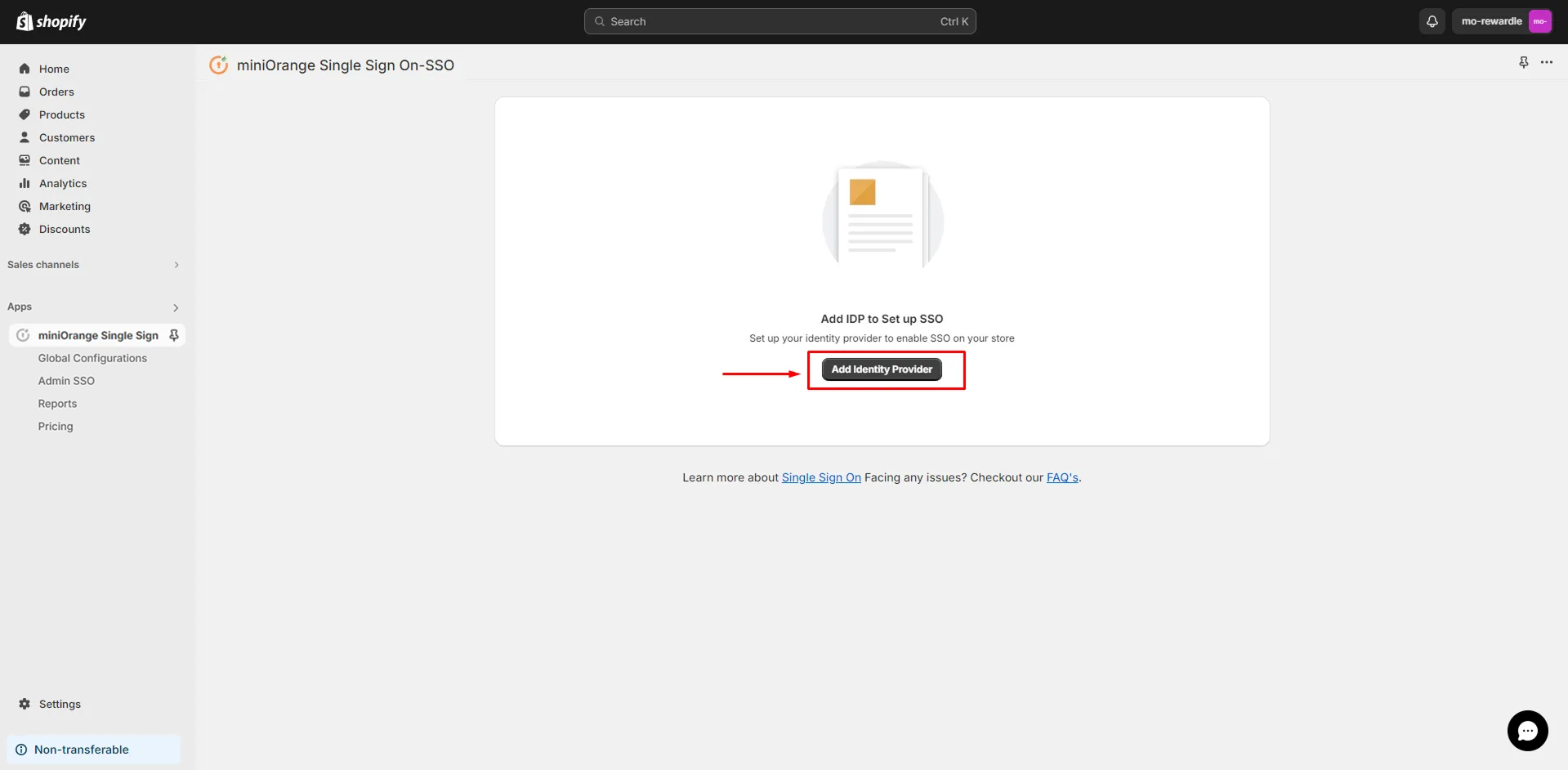 Add IDP - Shopify Keycloak SSO
