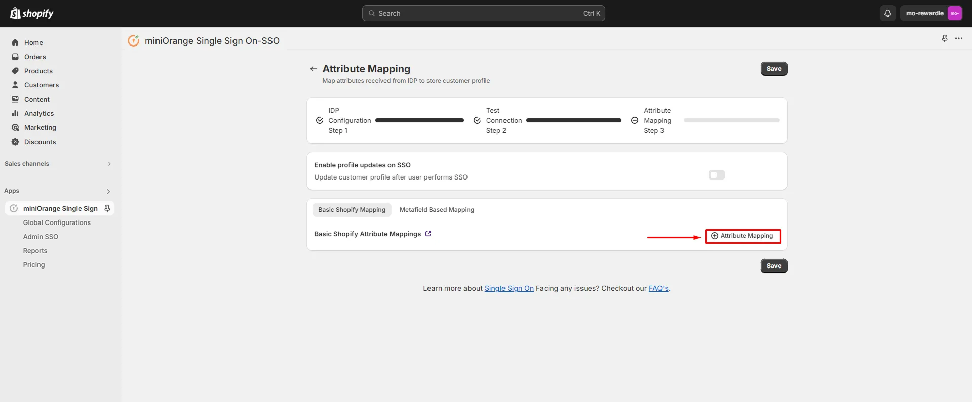 Attribute Mapping - Shopify Keycloak SSO