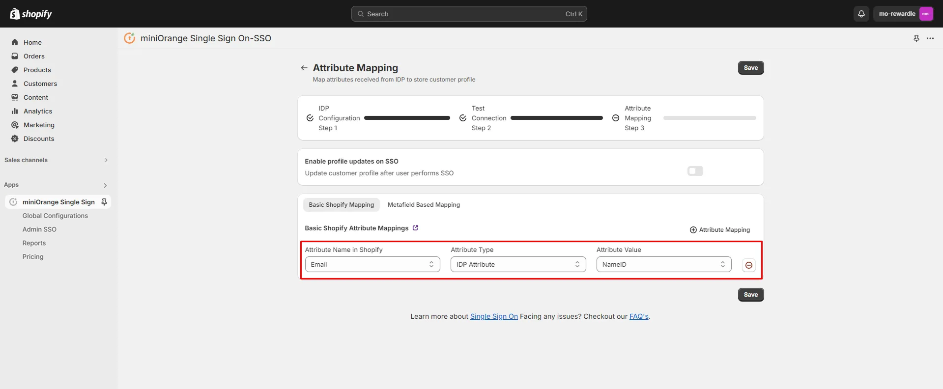 Map Attributes - Shopify Keycloak SSO