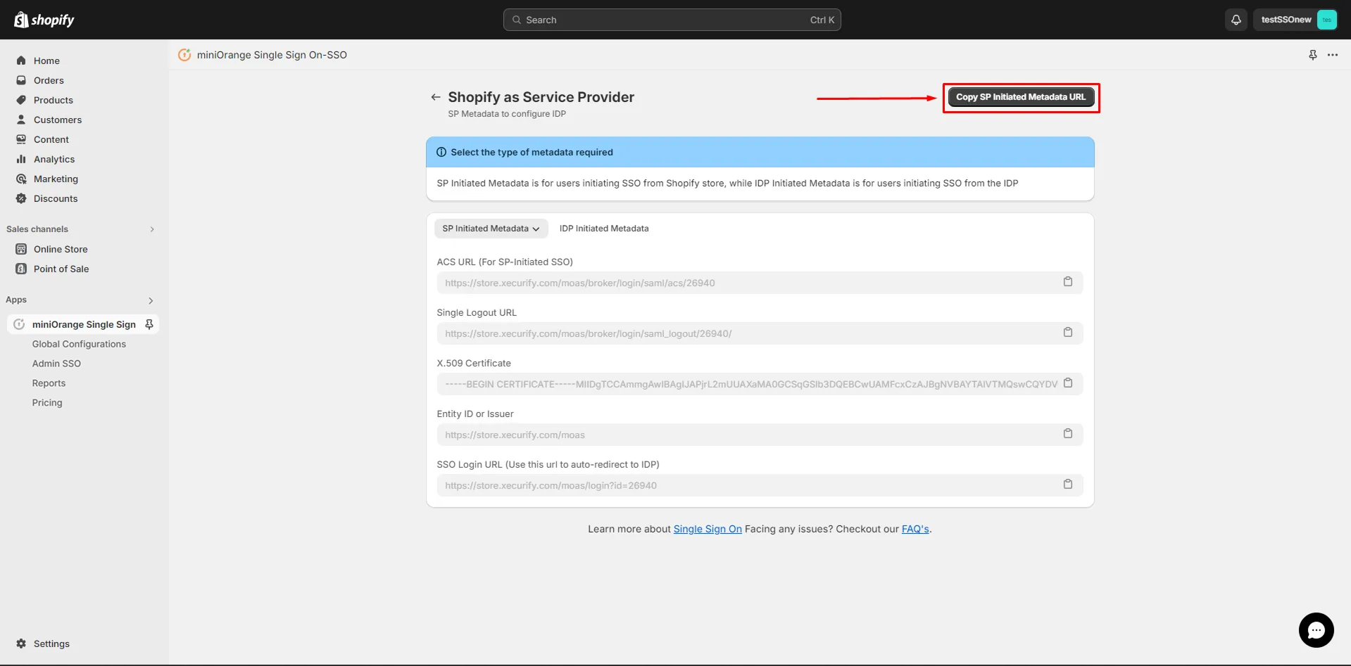 Shopify ADFS SSO Login - SP-initiated SSO