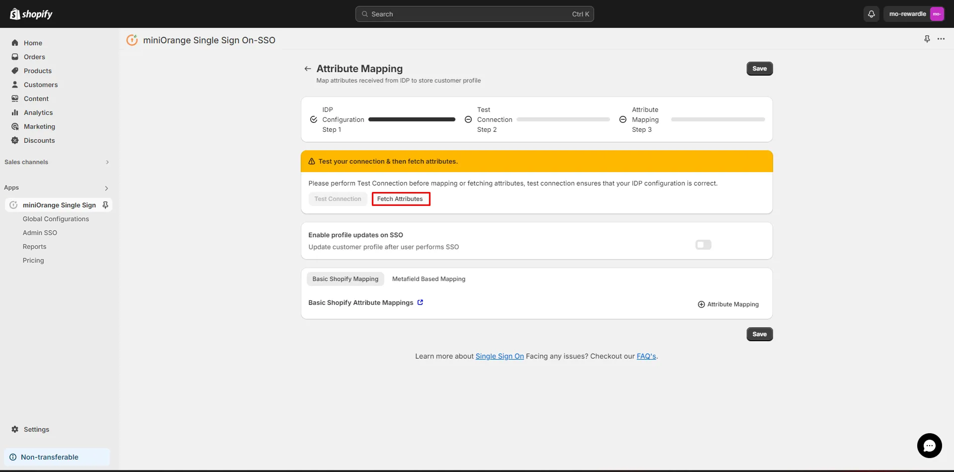 Fetch Attributes - Shopify Keycloak SSO