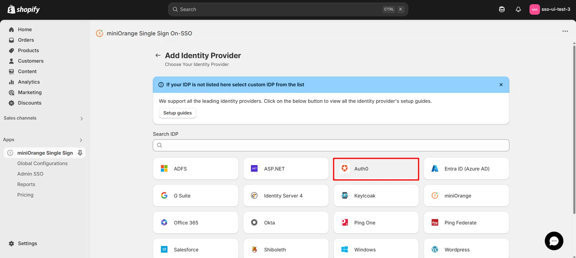 Azure AD Admin Dashboard - Shopify Azure AD SSO