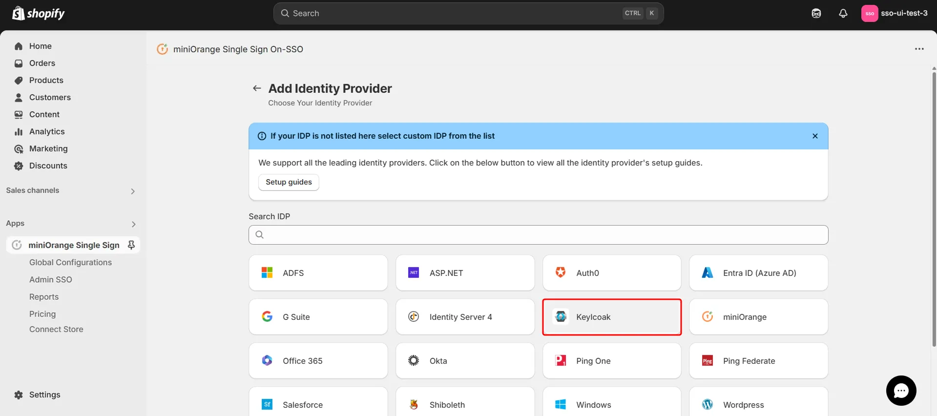 Okta IDP - Shopify Keycloak SSO