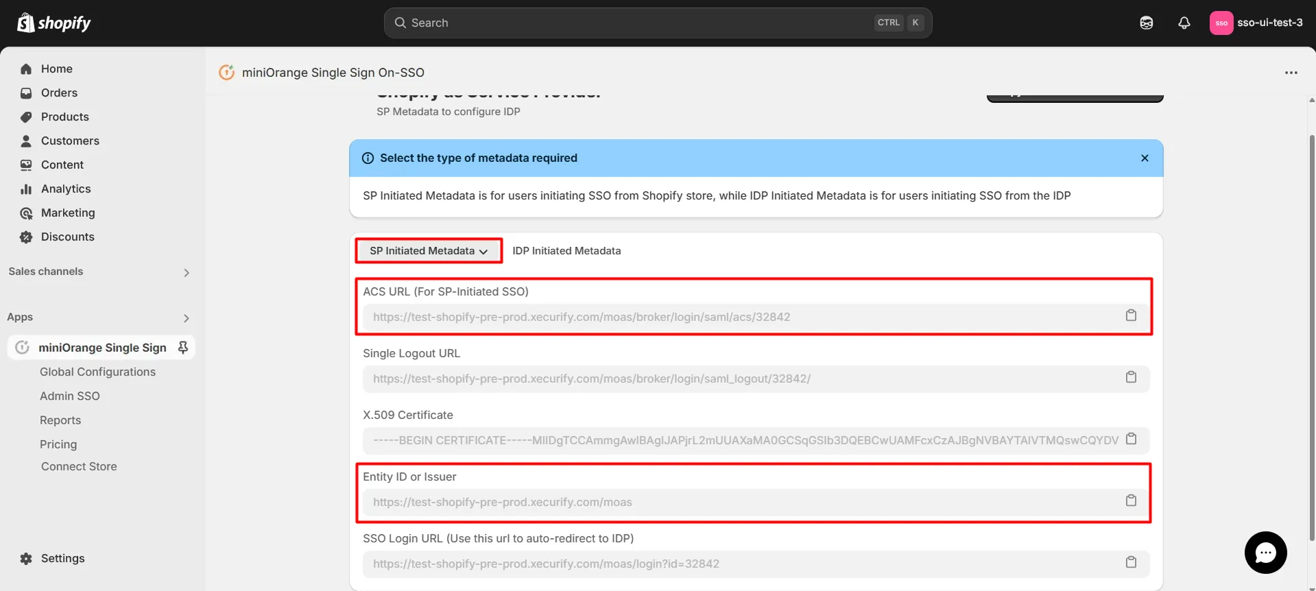 SP Initiated Metadata - Shopify Keycloak SSO