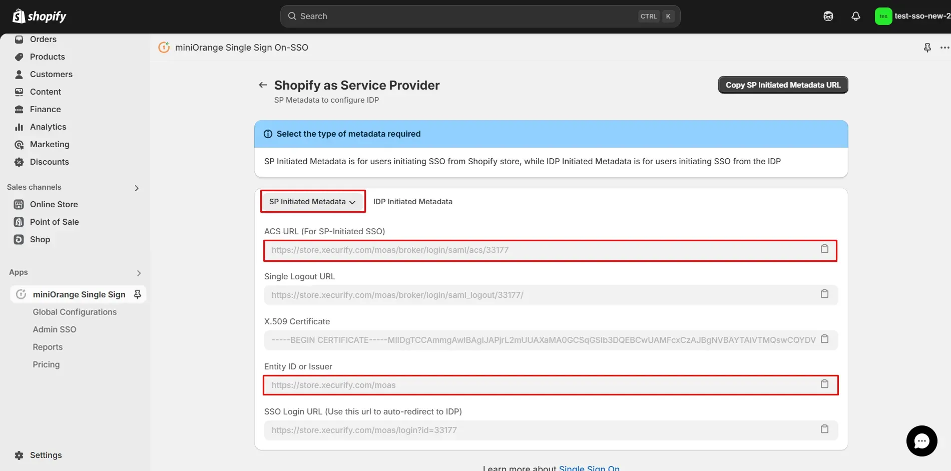 Azure AD Admin Dashboard - Shopify Azure AD SSO