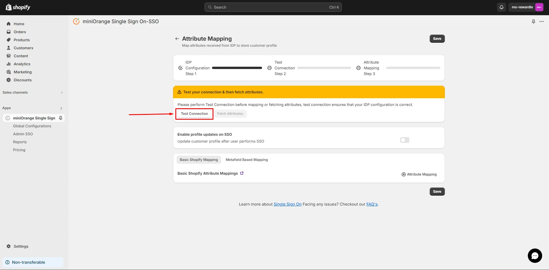 Test Connection - Shopify Keycloak SSO